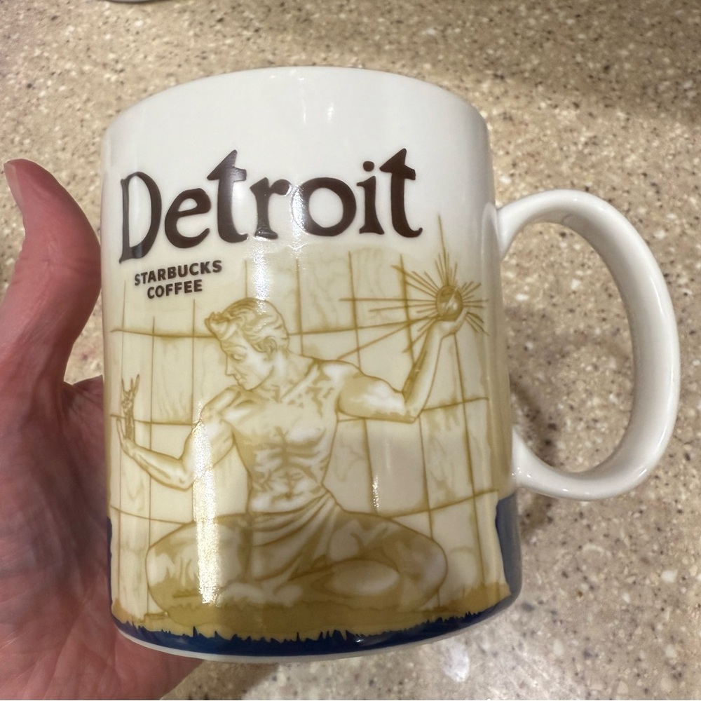 Starbucks Coffee Detroit Mug - Blue and Cream 2009